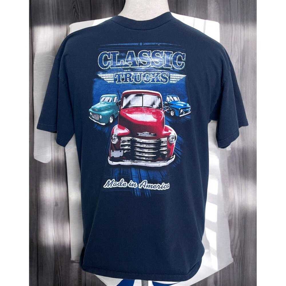Classic Trucks Made in America Graphic Tee Mens Size Large Vintage Cars